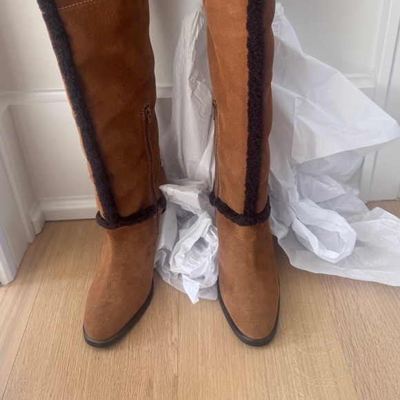 SEE BY CHLOÉ
Brand New  Suede & Shearling Over-the-knee Boot Women's In Brown - Picture 1 of 4